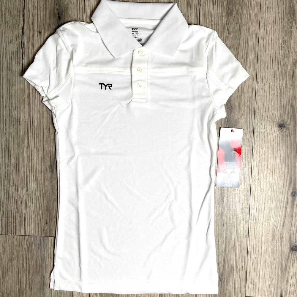 TYR Women's Alliance Tech Polo Shirt White Textured - TFPOC6A - Size Small - $40